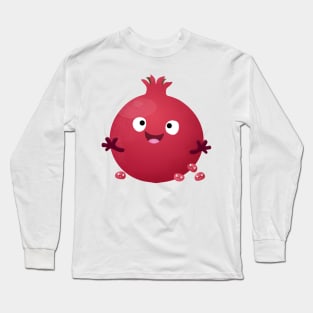 Cute happy pomegranate fruit cartoon Long Sleeve T-Shirt